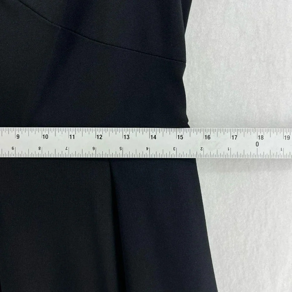 Nine West Dress 4 Black Fit & Flare Short Criss Cross Strap Braided Trim Pleated - Picture 4 of 13